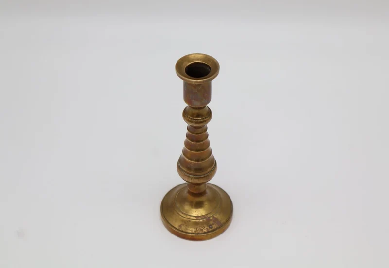 19th-Century Ribbed Brass Candleholder