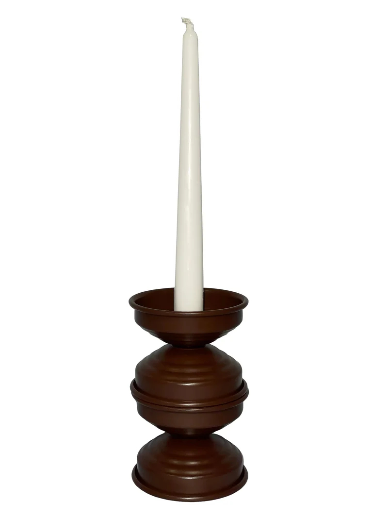 Contemporary Candle Holders in Aluminum - Chocolate Brown Collection