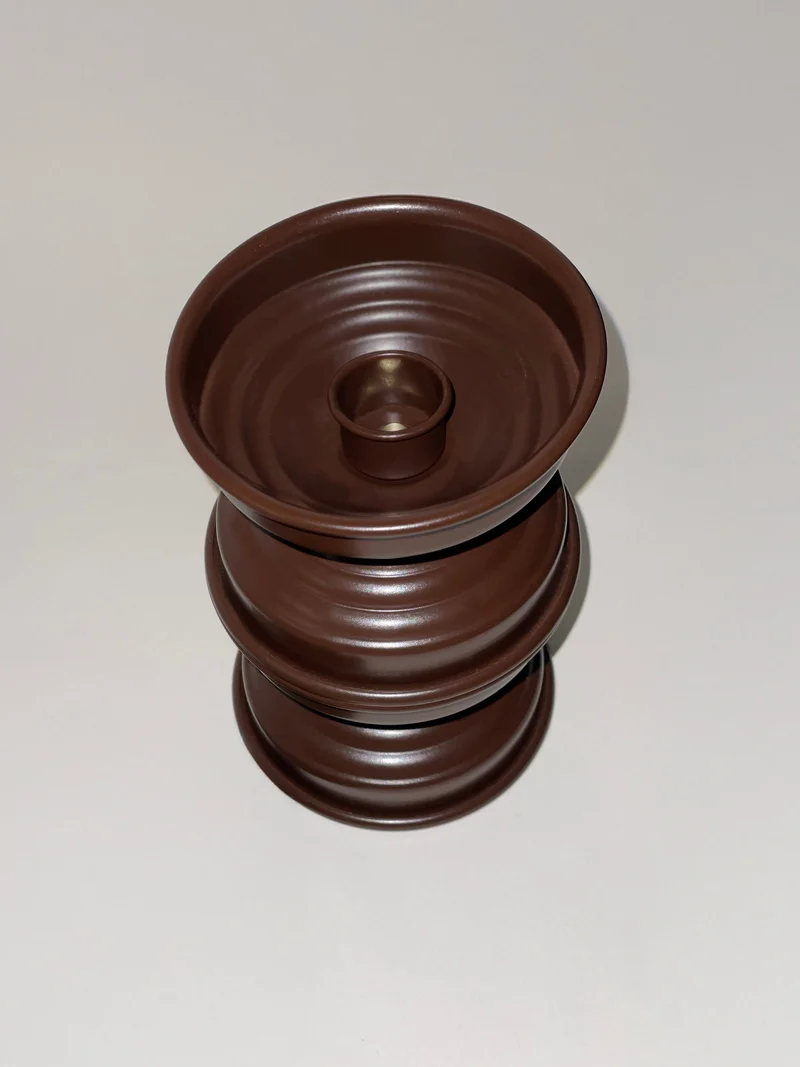 Contemporary Candle Holders in Aluminum - Chocolate Brown Collection