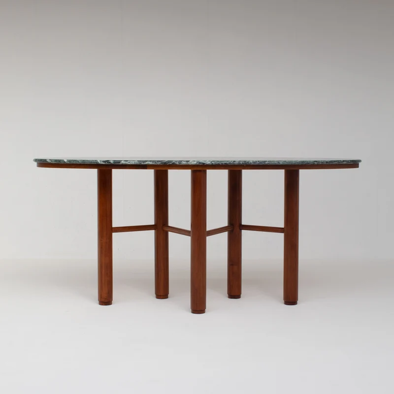 Mid Century Italian Side Table/Console with Green Marble Top