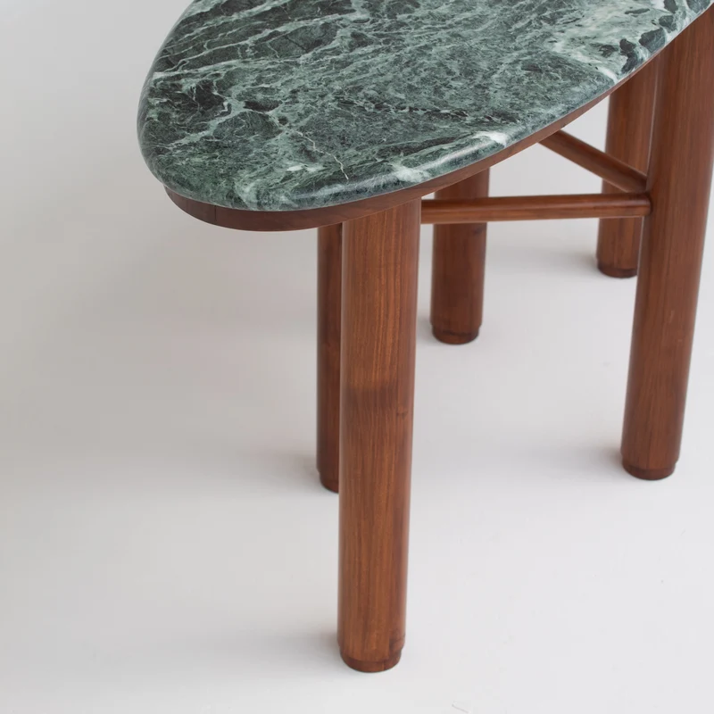 Mid Century Italian Side Table/Console with Green Marble Top