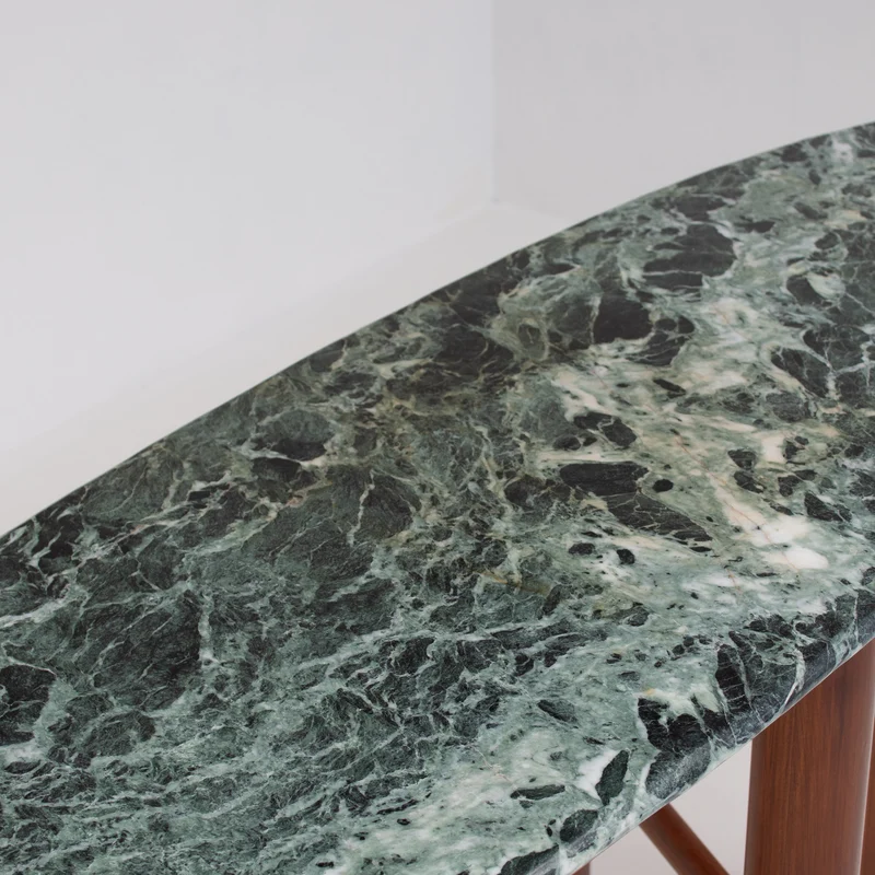 Mid Century Italian Side Table/Console with Green Marble Top