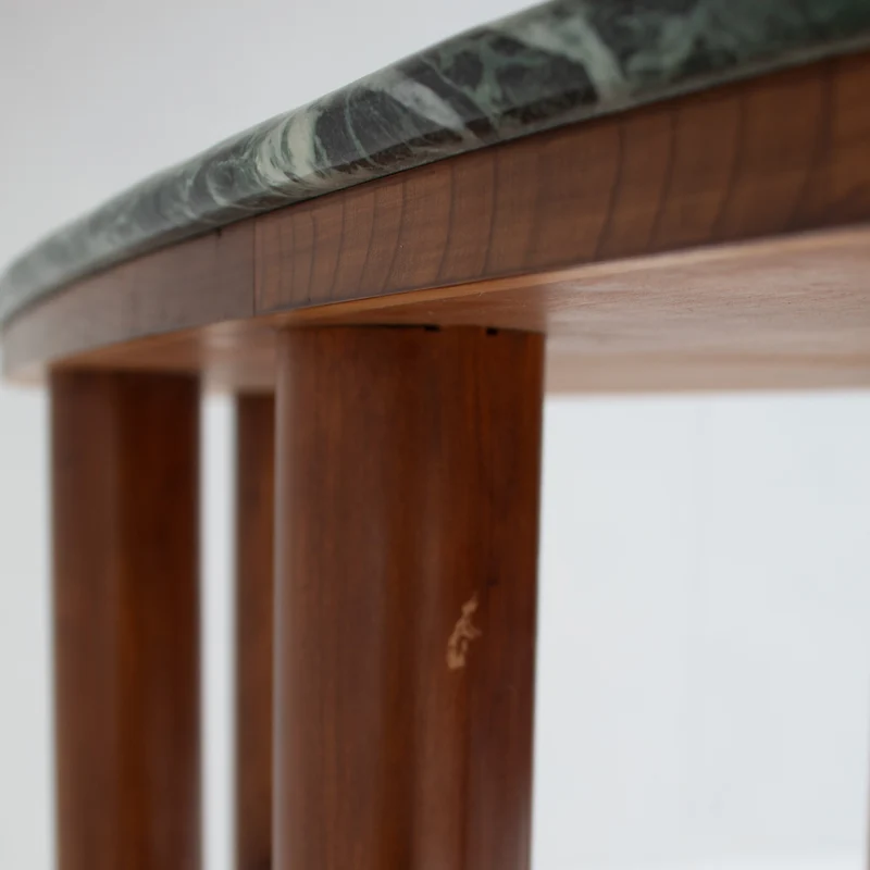 Mid Century Italian Side Table/Console with Green Marble Top