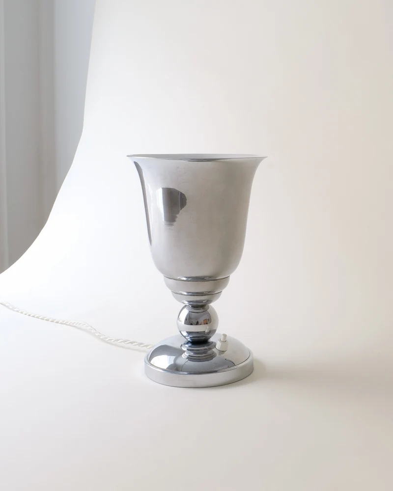 Vintage French Art Deco Uplighter Chrome Table Lamp 1930s
