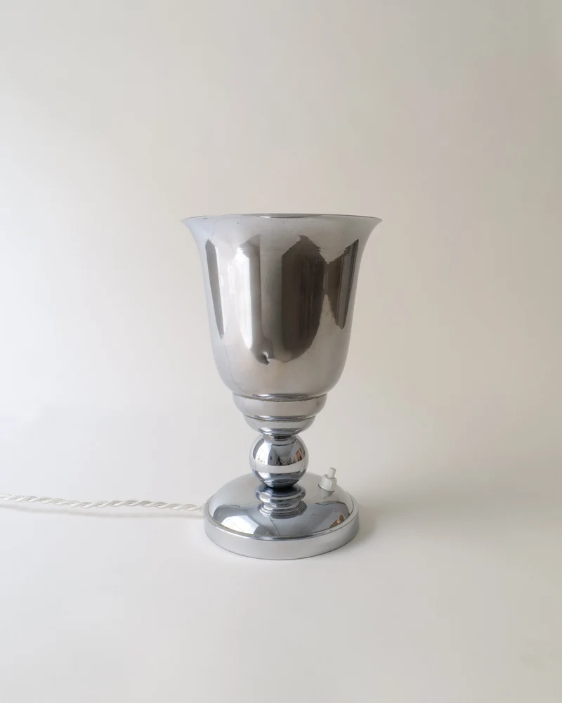 Vintage French Art Deco Uplighter Chrome Table Lamp 1930s