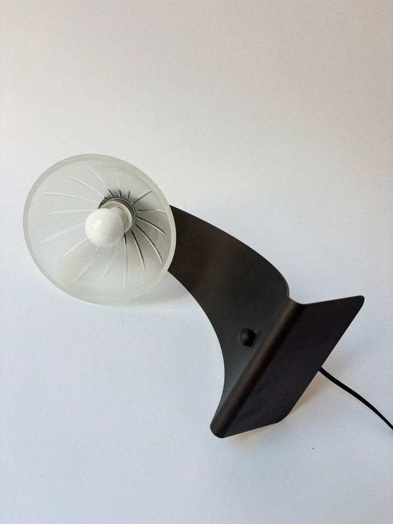 Vintage Arched Metal and Glass Table Lamp, Italy c. 1990’s - 2000’s, 1990s