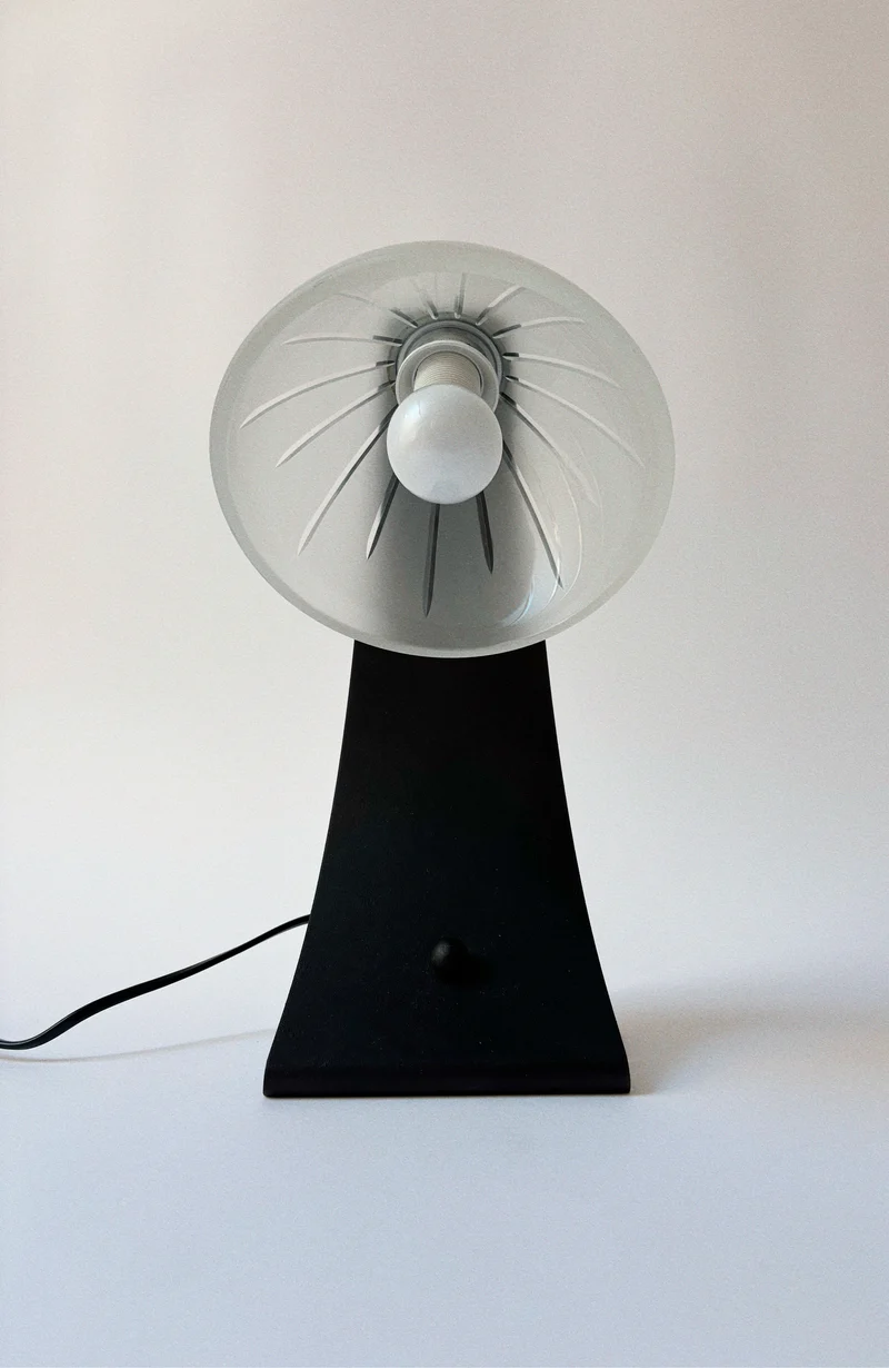 Vintage Arched Metal and Glass Table Lamp, Italy c. 1990’s - 2000’s, 1990s