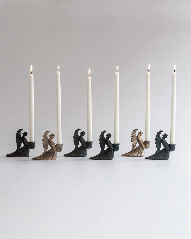 Set of Swedish Art Deco Figural Angel Candlesticks