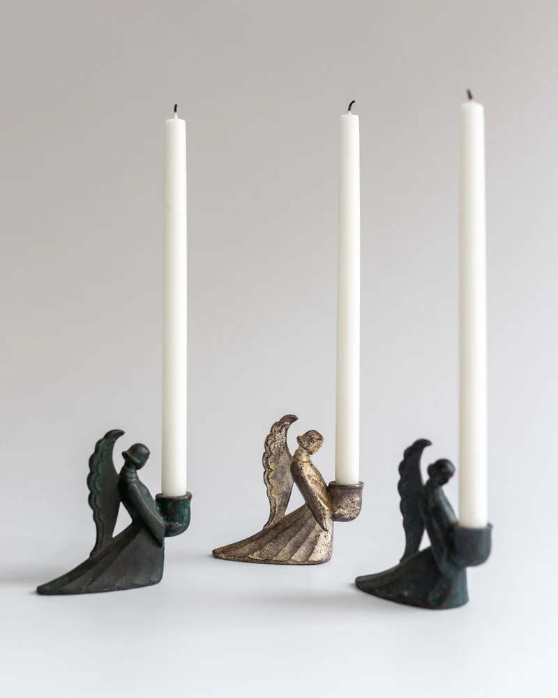 Set of Swedish Art Deco Figural Angel Candlesticks