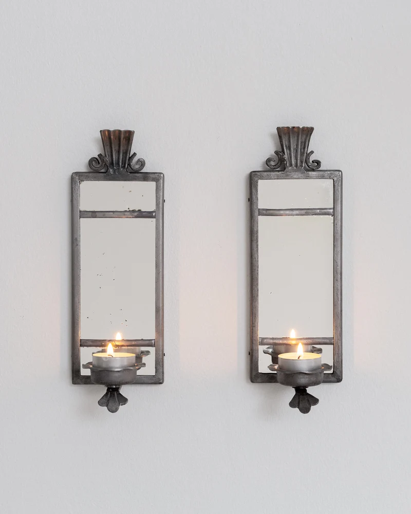 Pair of Art Deco Pewter Candle Sconces by Böhlmarks, Sweden, 1930s
