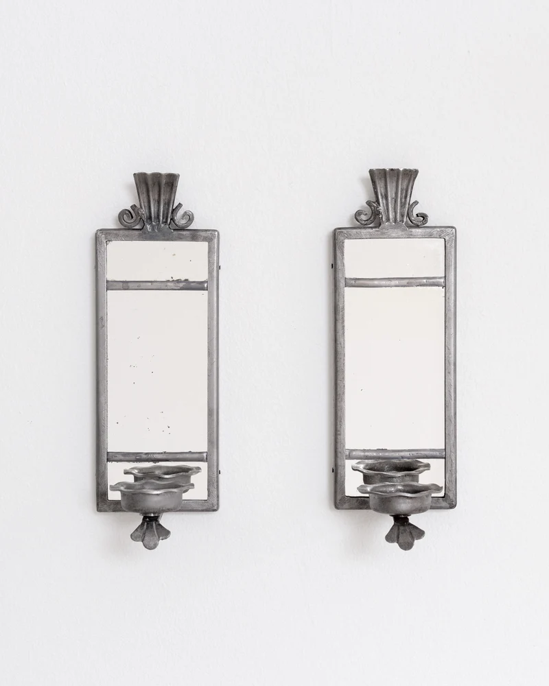 Pair of Art Deco Pewter Candle Sconces by Böhlmarks, Sweden, 1930s