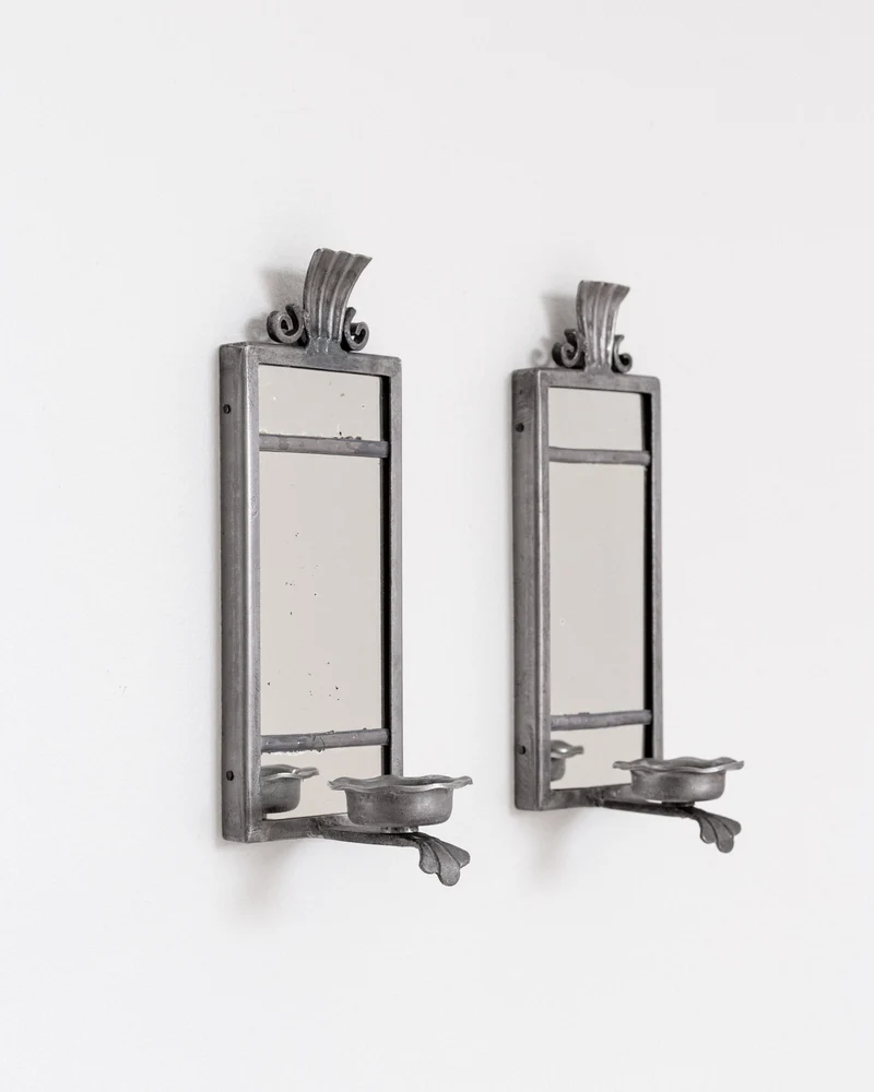 Pair of Art Deco Pewter Candle Sconces by Böhlmarks, Sweden, 1930s