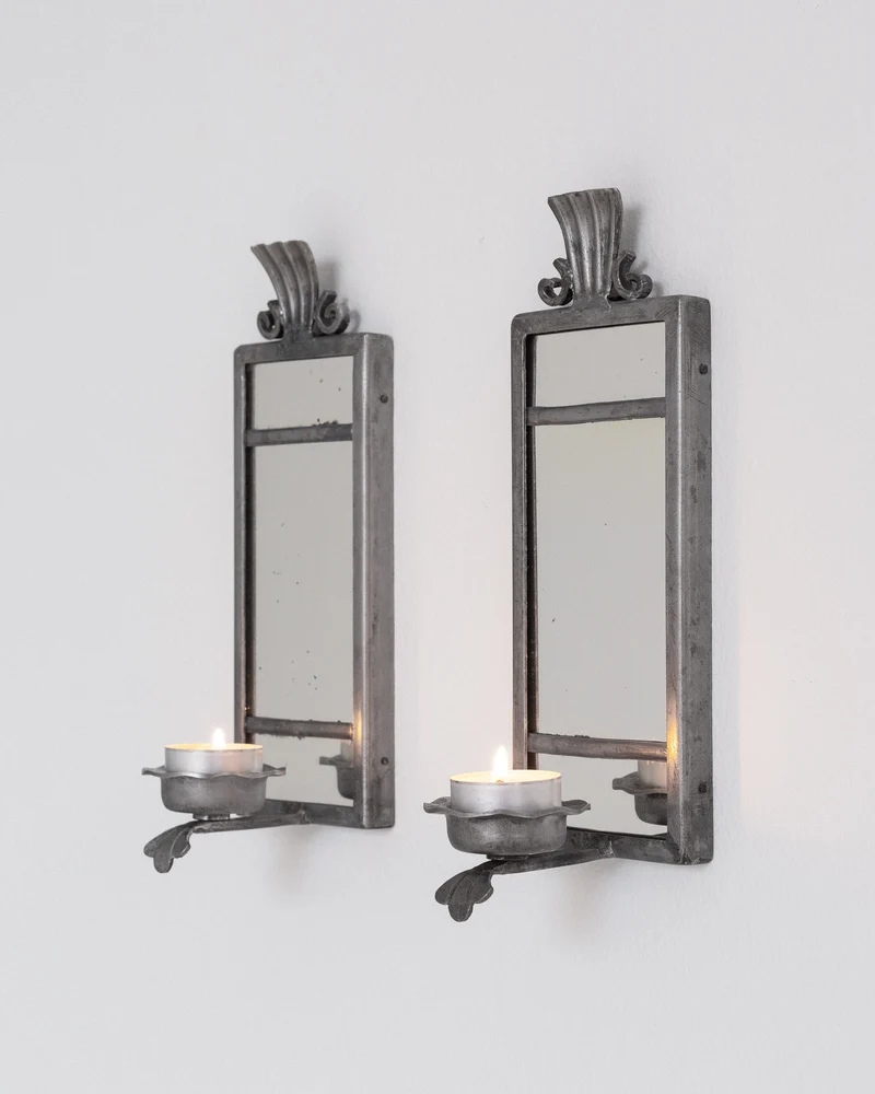 Pair of Art Deco Pewter Candle Sconces by Böhlmarks, Sweden, 1930s
