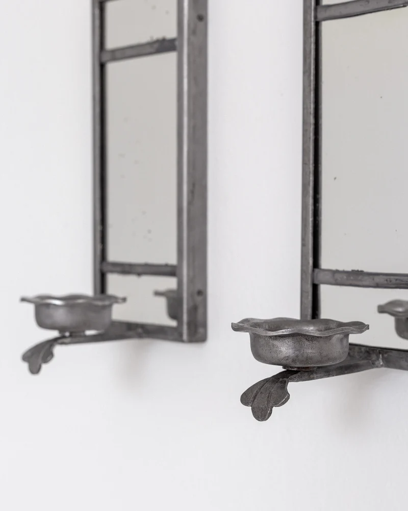 Pair of Art Deco Pewter Candle Sconces by Böhlmarks, Sweden, 1930s