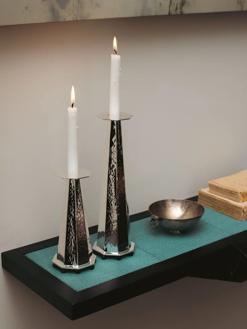 Silver plated tall candleholder