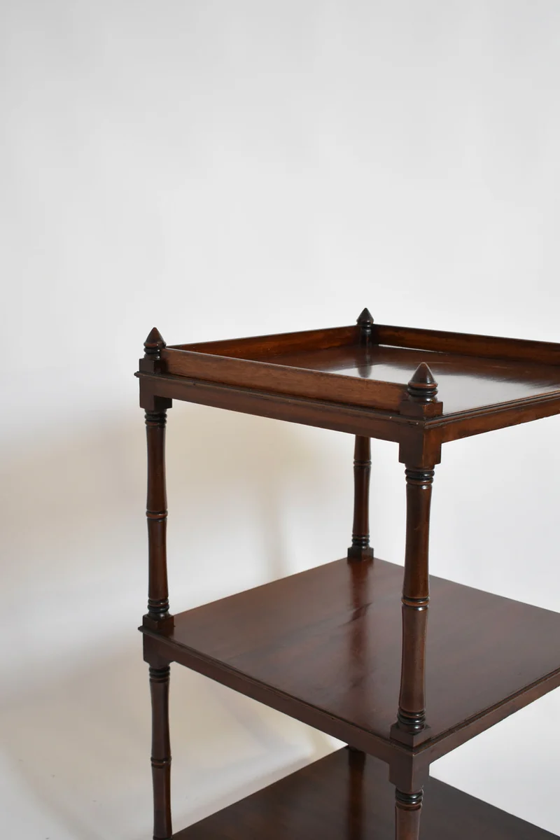 Faux bamboo bookshelves pedestal table, 1960s