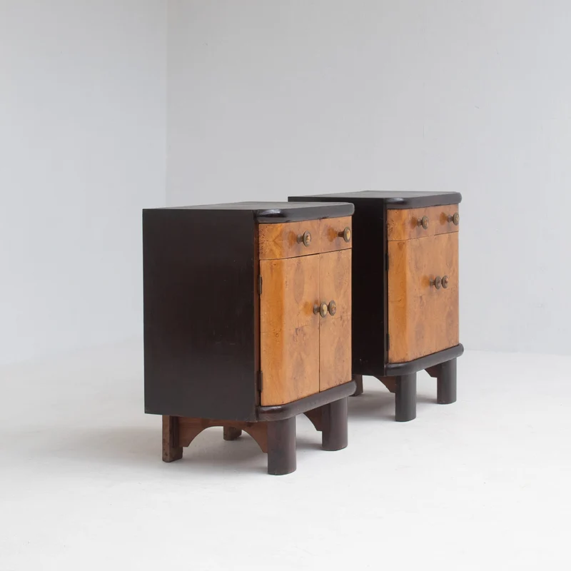 Pair of Italian Art Deco Bedside Cabinets