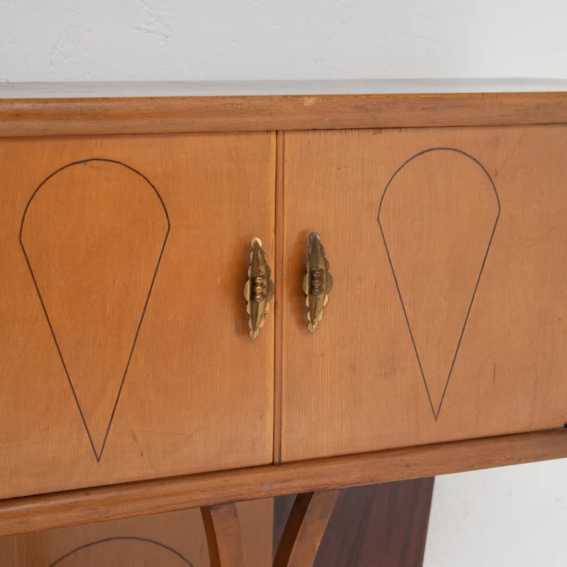 Art Deco Walnut Console with Inlay Details