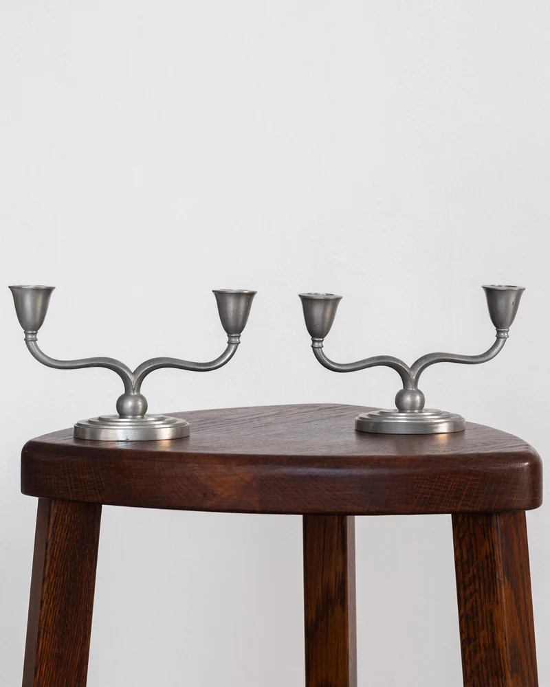 Pair of Pewter Candelabras by Just Andersen, Denmark, 1930s-40s