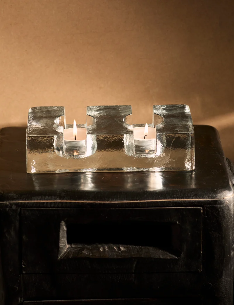 Important Scandinavian Clear Glass Candle Holder / Teapot Warmer c. 1960