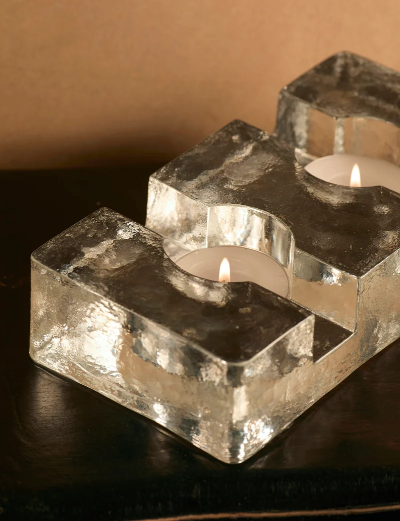 Important Scandinavian Clear Glass Candle Holder / Teapot Warmer c. 1960