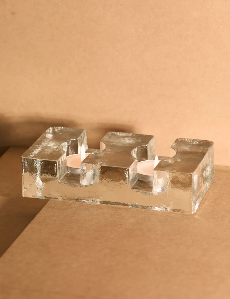 Important Scandinavian Clear Glass Candle Holder / Teapot Warmer c. 1960