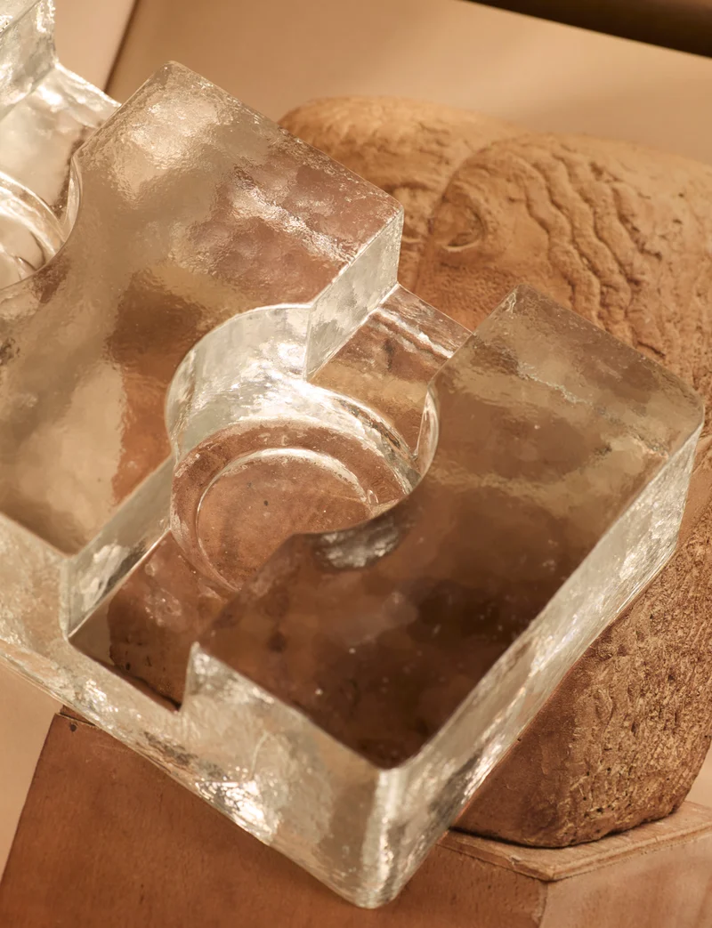 Important Scandinavian Clear Glass Candle Holder / Teapot Warmer c. 1960