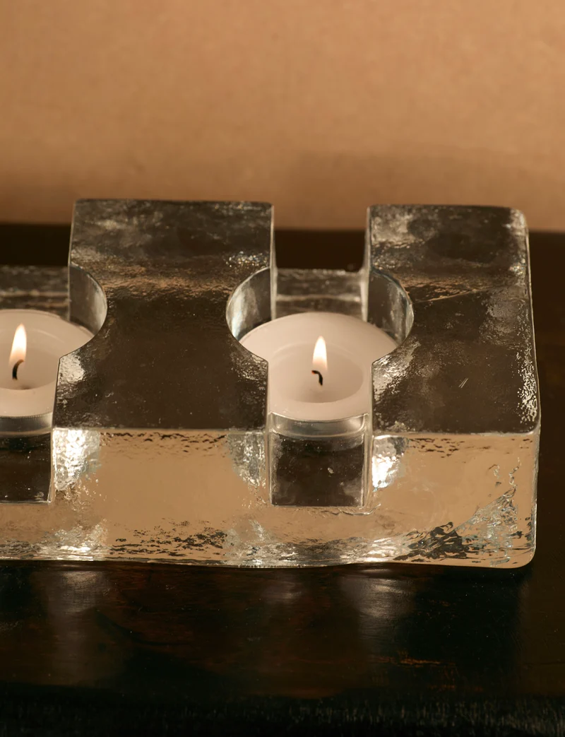 Important Scandinavian Clear Glass Candle Holder / Teapot Warmer c. 1960