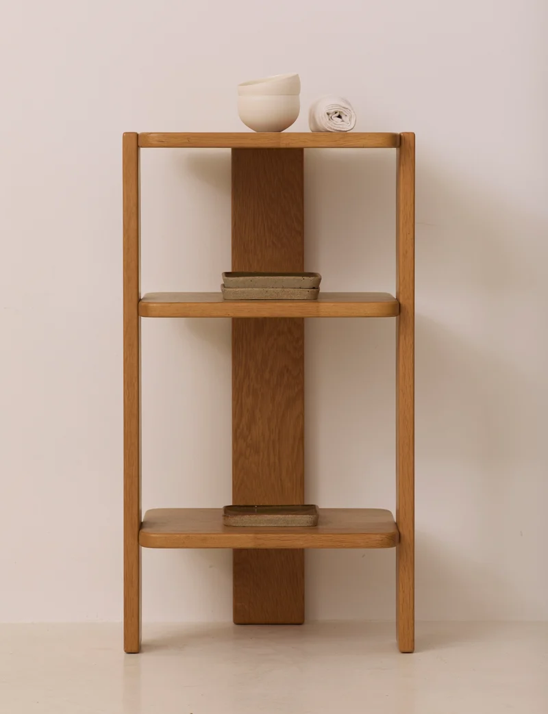 French Artisanal Shelf in Solid Oak c. 1980