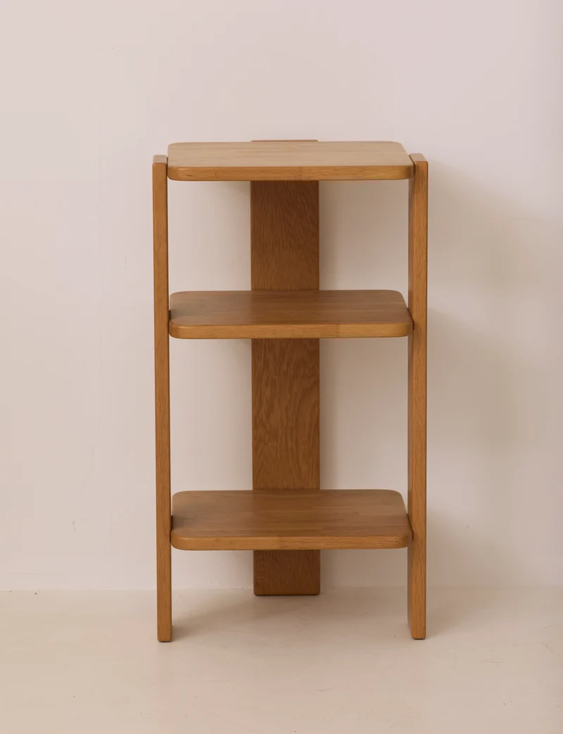 French Artisanal Shelf in Solid Oak c. 1980