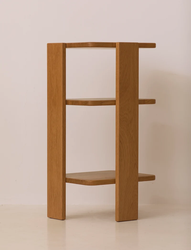French Artisanal Shelf in Solid Oak c. 1980