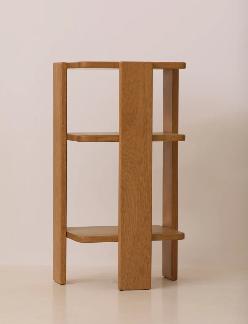 French Artisanal Shelf in Solid Oak c. 1980
