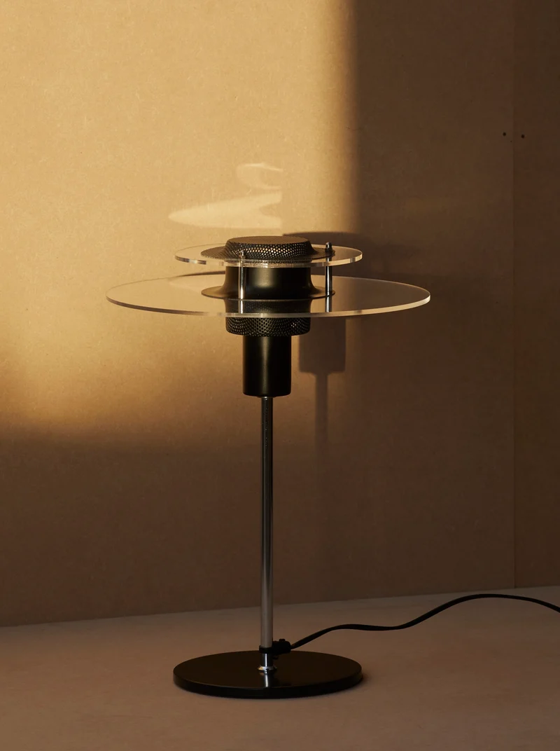 Vintage Postmodern Ikea Cirkle Chrome Table Lamp C. 1990
