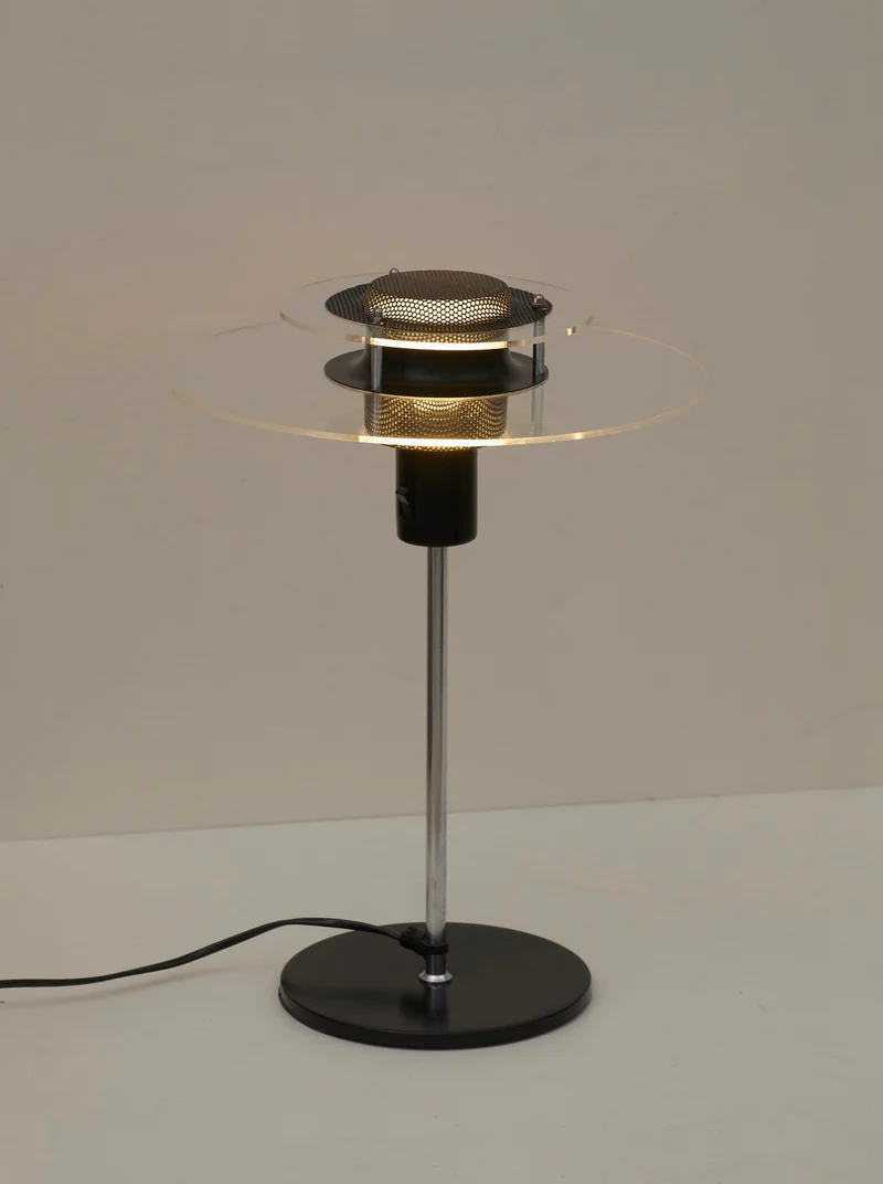 Vintage Postmodern Ikea Cirkle Chrome Table Lamp C. 1990