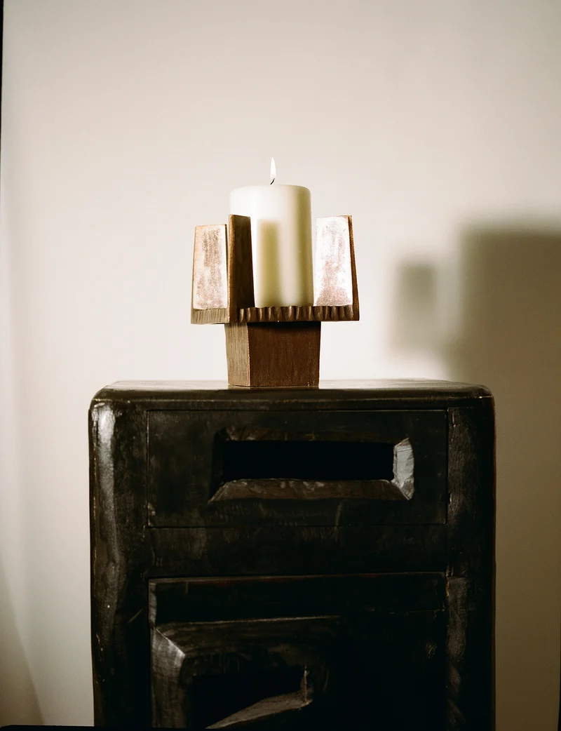 Vintage French Bronze Mid-Century Candle Holder Circa 1950