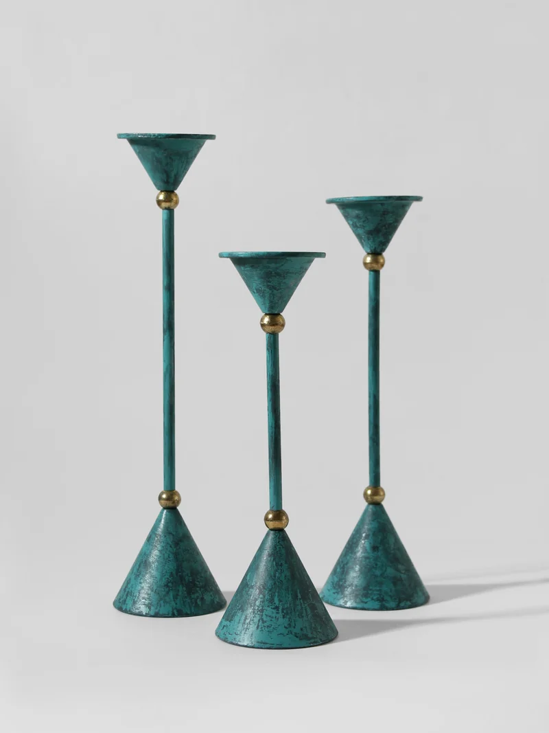 Memphis Design Metal Candle Holders Set, 1980s