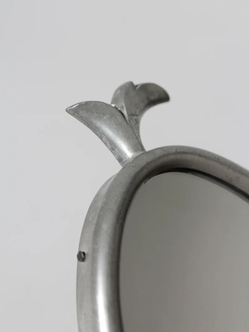 Art Deco Pewter Wall Mirror-Candle Holder, 1930s, Sweden