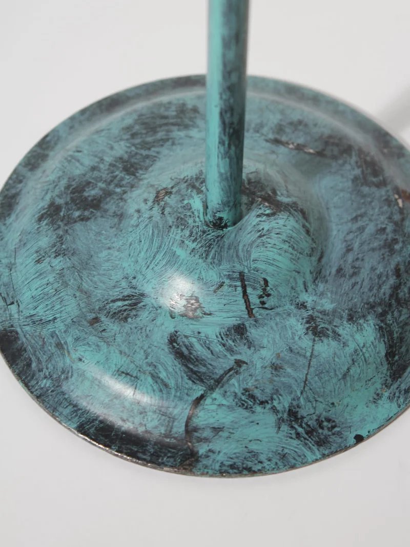 Turquoise Super Slim Floor Metal Candlestick