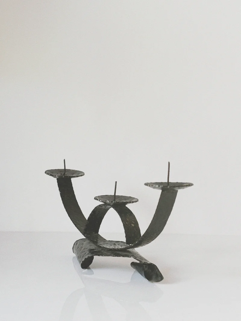 Bent Metal Mid Century Candlestick, Poland