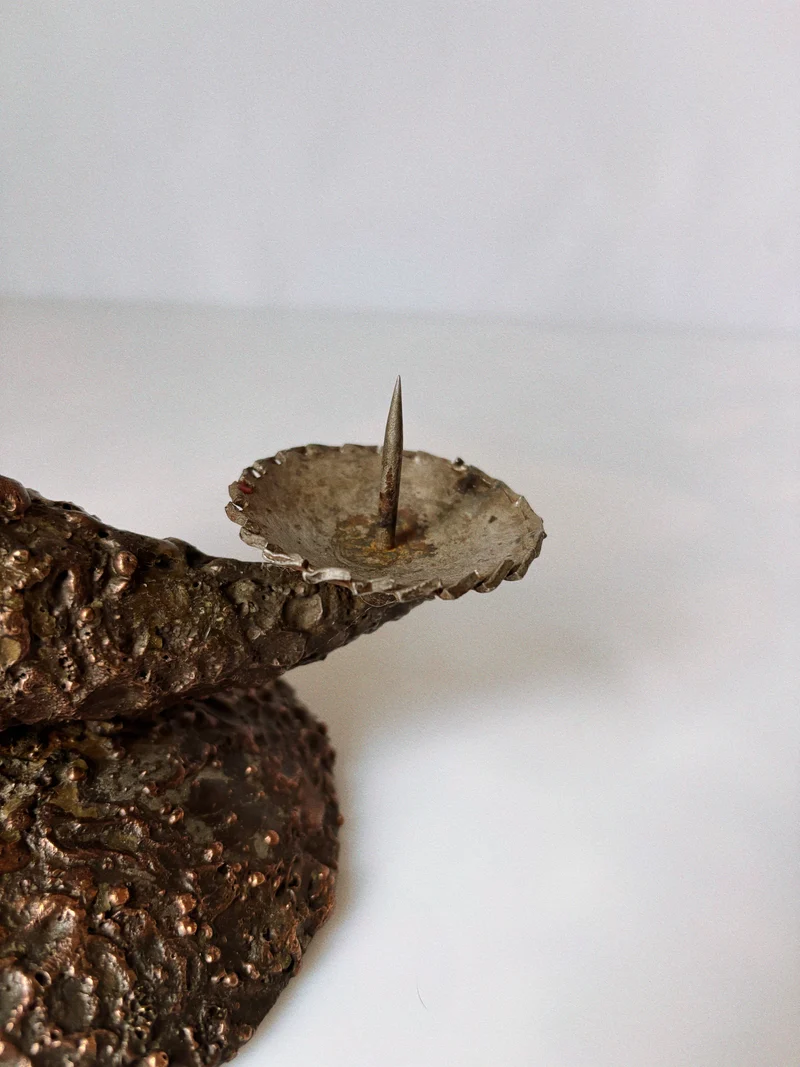 Mid Century Brutalist Candle Holder in Metal, Poland