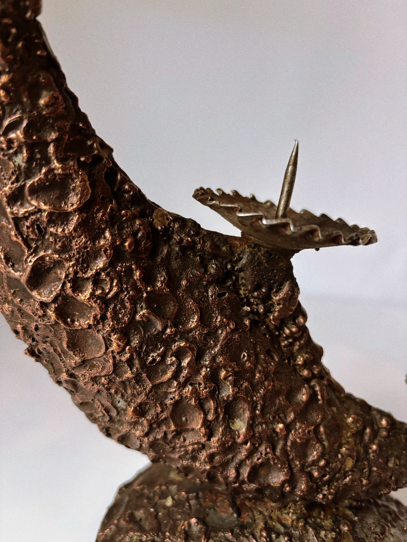 Mid Century Brutalist Candle Holder in Metal, Poland