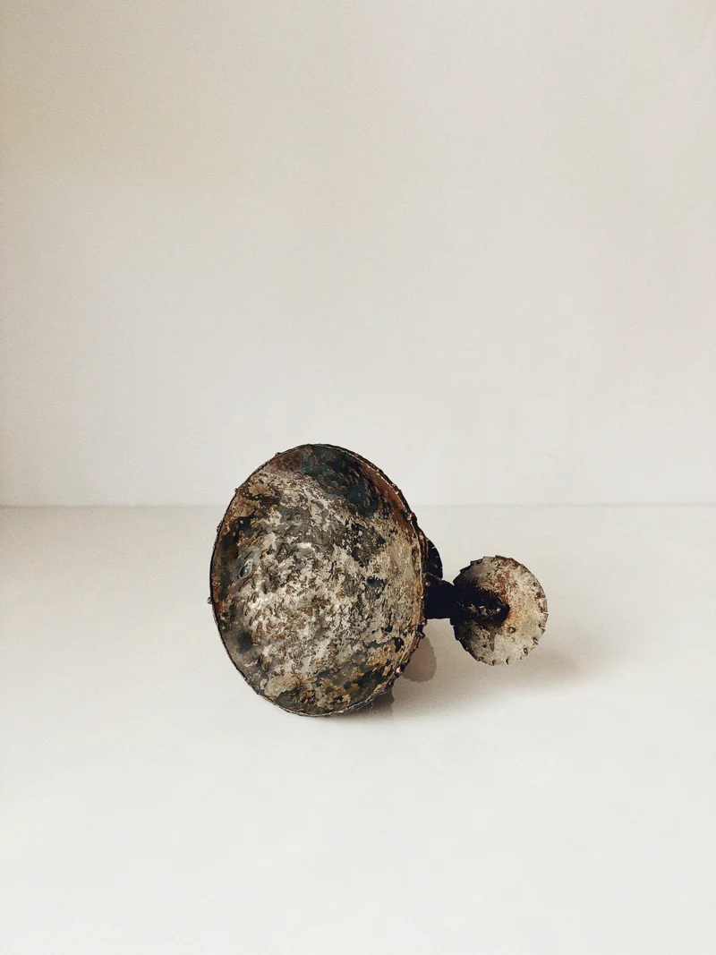 Mid Century Brutalist Candle Holder in Metal, Poland