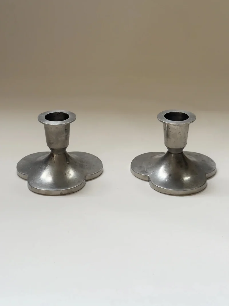 Pair of Pewter Candlesticks by Just Andersen