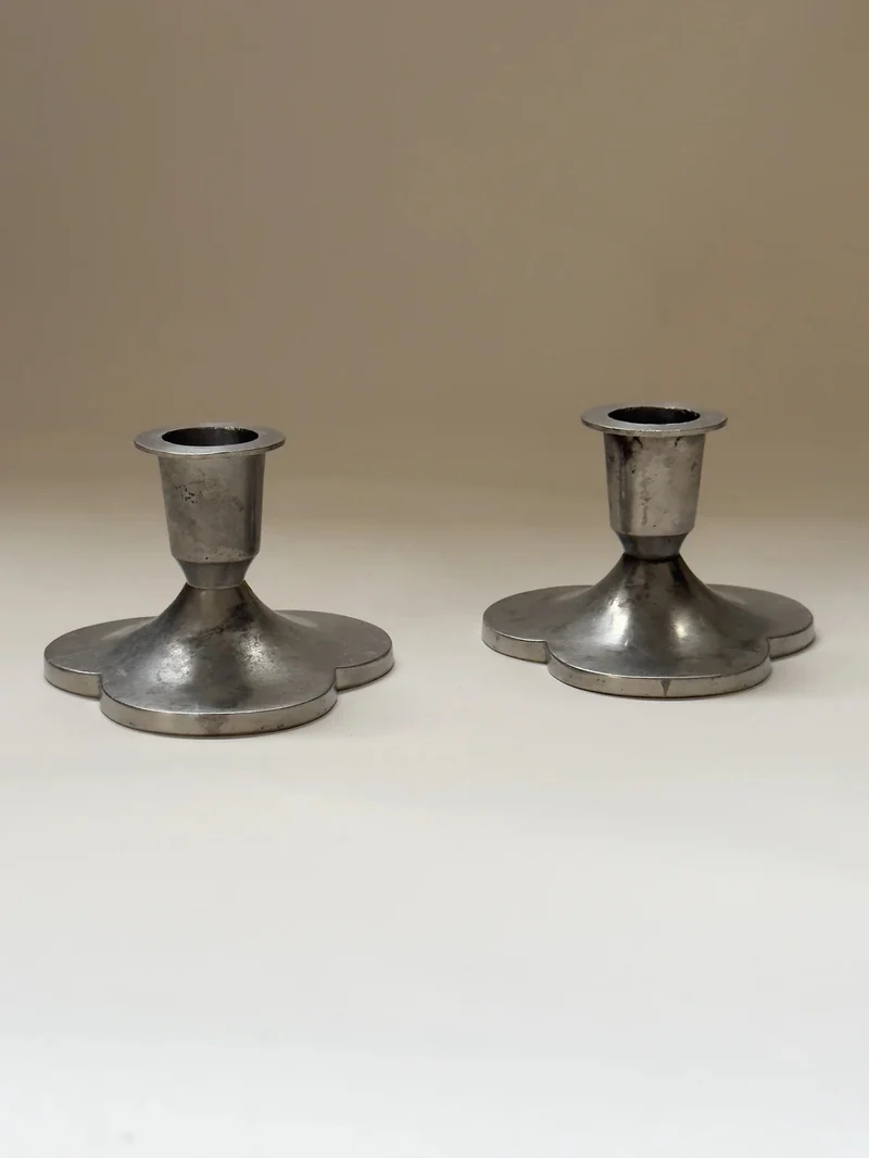 Pair of Pewter Candlesticks by Just Andersen