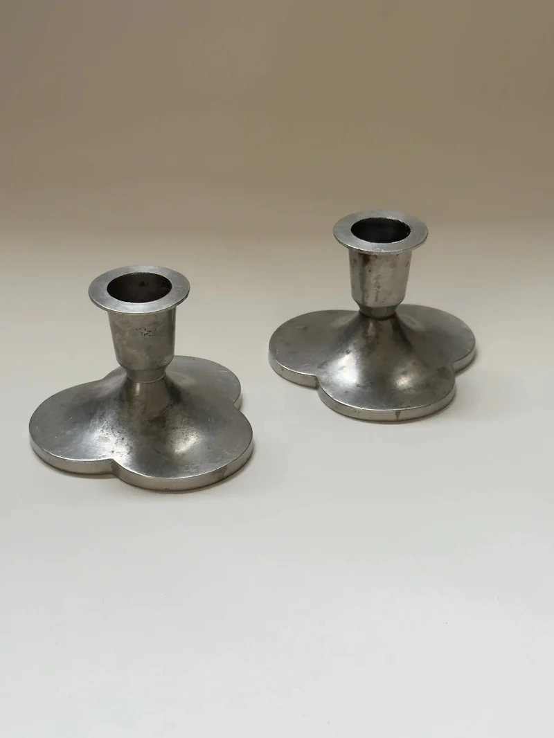 Pair of Pewter Candlesticks by Just Andersen