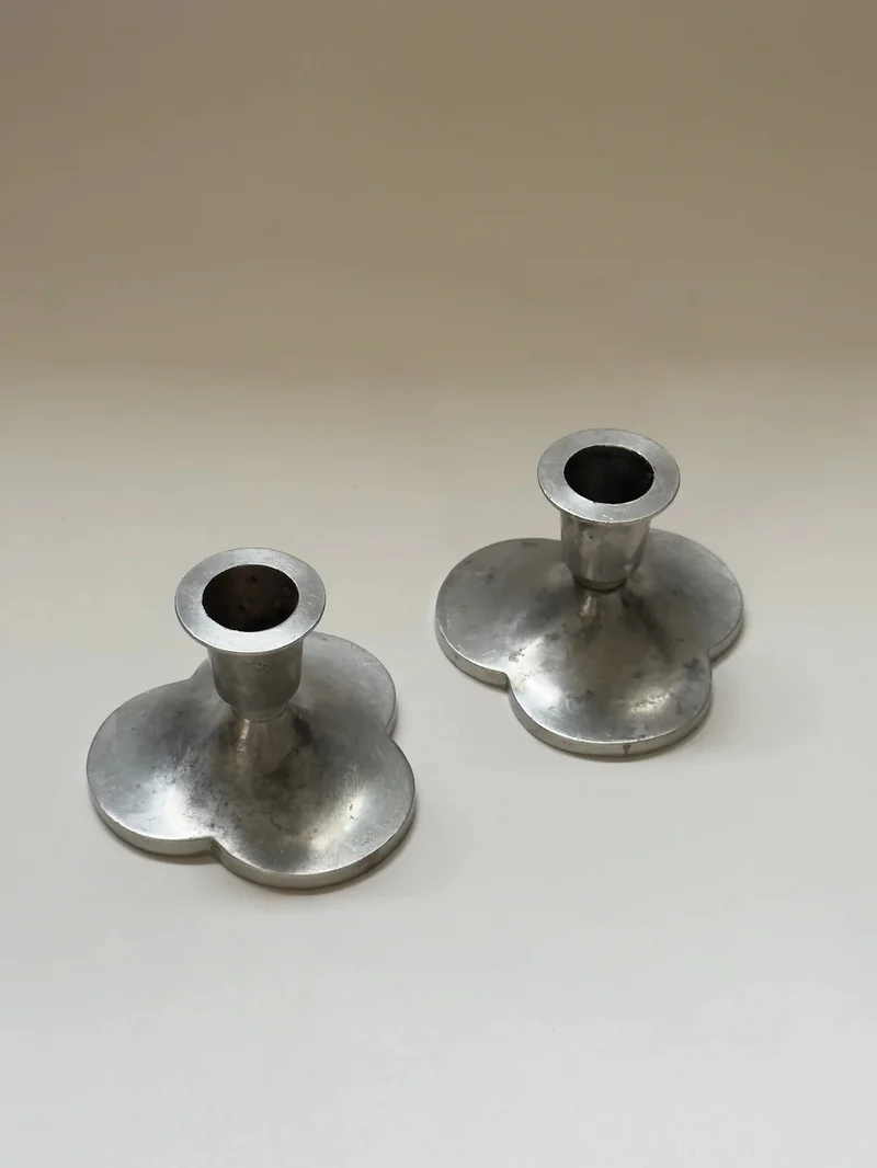 Pair of Pewter Candlesticks by Just Andersen