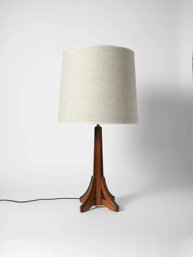 Arts & Crafts Oak Table Lamp, 1920s