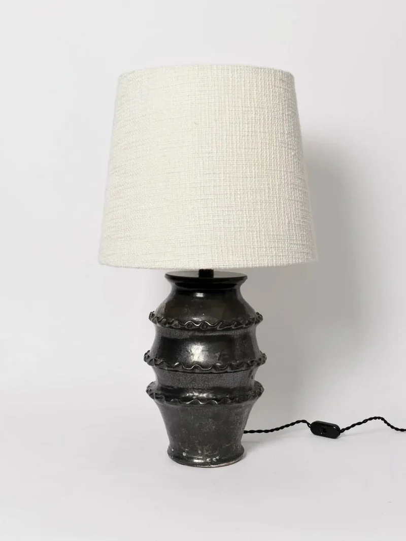 Black Glazed Ceramic Table Lamp