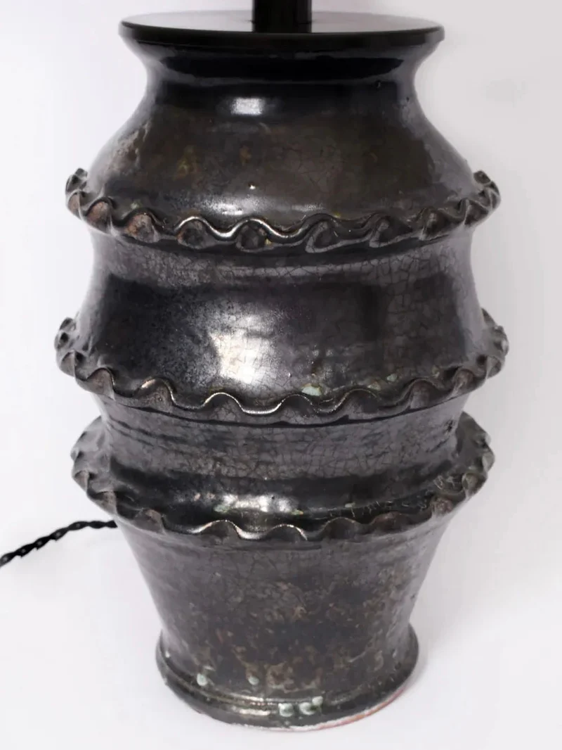 Black Glazed Ceramic Table Lamp