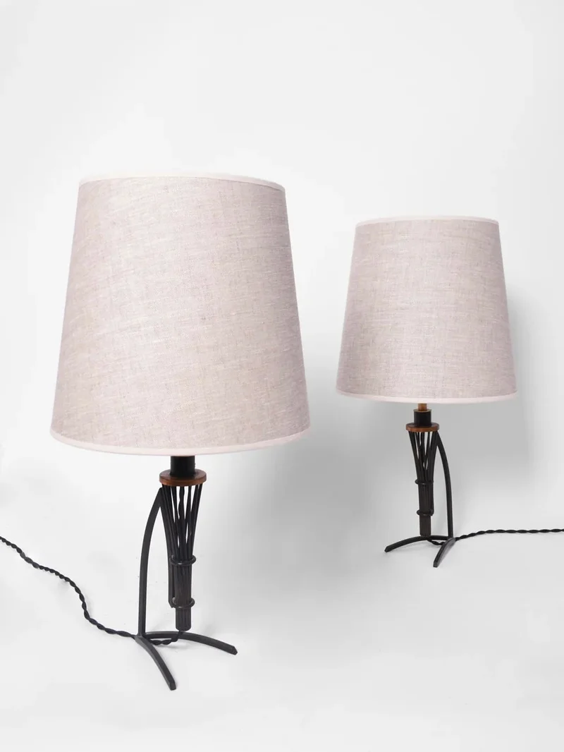 Vintage Pair of Iron And Copper Table Lamp, 1940s